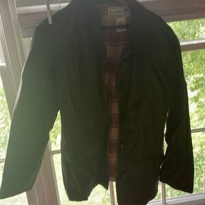 Ll bean green jacket with brown corduroy collar size women’s small